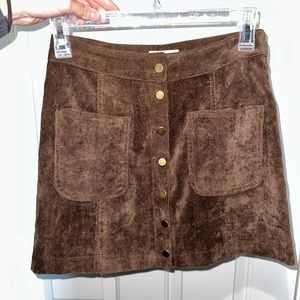 Cotton Candy LA Brown Ribbed Buttoned Mini Skirt